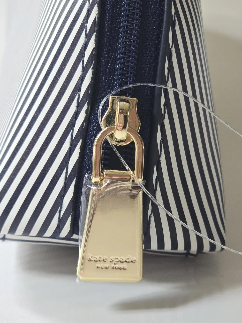 NWT Kate Spade Navy & White Striped Pencil Pouch w/ eraser, ruler & sharpener